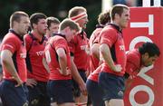 28 April 2007; The Munster team, including captain Ronan O'Gara, centre, look on as Aled Thomas, Newport Gwent Dragons, converts his own try. Magners League, Munster v Newport Gwent Dragons, Musgrave Park, Cork. Picture credit: Brendan Moran / SPORTSFILE