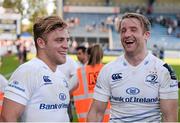 26 October 2014; Leinster's Ian Madigan, left, and Luke Fitzgerald following their side's victory. European Rugby Champions Cup 2014/15, Pool 2, Round 2, Castres Olympique v Leinster. Stade Pierre Antoine, Castres, France. Picture credit: Stephen McCarthy / SPORTSFILE