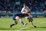 26 October 2014; Zane Kirchner, Leinster, is tackled by Max Evans, Castres. European Rugby Champions Cup 2014/15, Pool 2, Round 2, Castres Olympique v Leinster. Stade Pierre Antoine, Castres, France. Picture credit: Stephen McCarthy / SPORTSFILE