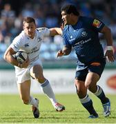 26 October 2014; Jimmy Gopperth, Leinster, in action against Saimone Taumoepeau, Castres. European Rugby Champions Cup 2014/15, Pool 2, Round 2, Castres Olympique v Leinster. Stade Pierre Antoine, Castres, France. Picture credit: Stephen McCarthy / SPORTSFILE