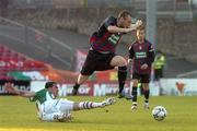 3 May 2007; Mark Quigley, St. Patrick’s Athletic, evades the tackle of Admir Softic, Cork City. eircom League Premier Division, Cork City v St. Patrick’s Athletic, Turner’s Cross, Cork. Picture credit: Brendan Moran / SPORTSFILE