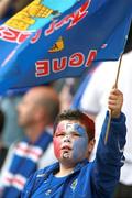 5 May 2007; A Young Linfield fan watches the game. JJB Sports Irish Cup Final, Linfield v Dungannon Swifts, Windsor Park, Belfast, Co. Antrim. Picture credit: Russell Pritchard / SPORTSFILE