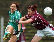 6 May 2007; Caroline Little, Fermanagh, shoots to score her sides first goal, despite the efforts of Joanne McCormack, Westmeath. Suzuki Ladies NFL Division 3 Final, Westmeath v Fermanagh, Dr Hyde Park, Roscommon. Photo by Sportsfile