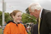 6 May 2007; Fionnula Britton, Sli Culainn A.C in conversation with former Olympian Ronnie Delany. Track and Field Meet, Charlesland Sport & Recreation Park, Greystones, Co. Wicklow. Picture credit: Tomas Greally / SPORTSFILE