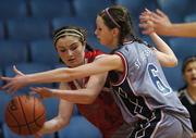 8 May 2007; Lisa Counihan, Calasanctius College Oranmore, in action against Maura Conroy, Presentation Castleisland. Schools Basketball Second Year Finals, A Final, Calasanctius College Oranmore v Presentation Castleisland, National Basketball Arena, Tallaght, Dublin. Picture credit: Brian Lawless / SPORTSFILE