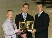 9 May 2007; Donegal footballer Brian Roper, left, and Seamus Prendergast of Waterford, right, who were presented with the Vodafone GAA Player of the Month Awards for April by Martin Wells, Interim Director of Marketing, Vodafone, at a luncheon in Dublin. Westbury Hotel, Dublin. Picture credit: Brendan Moran / SPORTSFILE