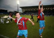 12 May 2007; Steven Bradley, and Paul Keegan, Drogheda United, run to show the fans the Setanta Cup. Setanta Sports Cup Final, Linfield v Drogheda United, Windsor Park, Belfast, Co. Antrim. Picture credit: Russell Pritchard / SPORTSFILE