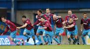 12 May 2007; Drogheda United players celebrate as their final penalty goes in. Setanta Sports Cup Final, Linfield v Drogheda United, Windsor Park, Belfast, Co. Antrim. Photo by Sportsfile