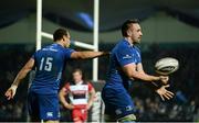 31 October 2014; Jack Conan, Leinster, celebrates scoring his side's second try with team-mate Zane Kirchner, left. Guinness PRO12, Round 7, Leinster v Edinburgh. RDS, Ballsbridge, Dublin. Picture credit: Stephen McCarthy / SPORTSFILE