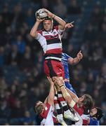 31 October 2014; Jack Turley, Edinburgh, wins possession in the lineout against Tom Denton, Leinster. Guinness PRO12, Round 7, Leinster v Edinburgh. RDS, Ballsbridge, Dublin. Picture credit: Matt Browne / SPORTSFILE