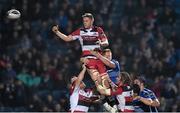 31 October 2014; Jack Turley, Edinburgh, wins possession in the lineout against Tom Denton, Leinster. Guinness PRO12, Round 7, Leinster v Edinburgh. RDS, Ballsbridge, Dublin. Picture credit: Matt Browne / SPORTSFILE