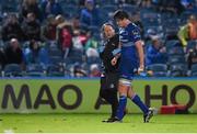 31 October 2014; Kane Douglas, Leinster, leaves the field with an injury accompanied by Dr. John Ryan, team doctor. Guinness PRO12, Round 7, Leinster v Edinburgh. RDS, Ballsbridge, Dublin. Picture credit: Stephen McCarthy / SPORTSFILE