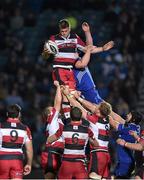 31 October 2014; Jack Turley, Edinburgh, wins possession in a lineout against Tom Denton, Leinster. Guinness PRO12, Round 7, Leinster v Edinburgh. RDS, Ballsbridge, Dublin. Picture credit: Matt Browne / SPORTSFILE