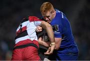 31 October 2014; Tom Denton, Leinster, is tackled by Joaquin Dominguez, Edinburgh. Guinness PRO12, Round 7, Leinster v Edinburgh. RDS, Ballsbridge, Dublin. Picture credit: Matt Browne / SPORTSFILE