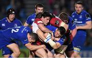 31 October 2014; Ben Marshall, Leinster, is tackled by Sam Hidalgo-Clyne, left, and Ben Toolie, right, Edinburgh. Guinness PRO12, Round 7, Leinster v Edinburgh. RDS, Ballsbridge, Dublin. Picture credit: Stephen McCarthy / SPORTSFILE