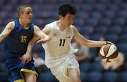 9 May 2007; James Mullarkey, Dunmore Community College, in action against Martin Reidy, Cobh Community College. Schools Basketball Second Year Finals, C Boys Final, Dunmore Community College, Galway v Cobh Community College, Cork, National Basketball Arena, Tallaght, Dublin. Picture credit: Brian Lawless / SPORTSFILE