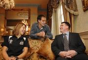 15 May 2007; Phil Moore, right, who was announced as the new Director of Athlete Services at the Irish Institute of Sport photographed with Irish Rowing team member Sinead Jennings and Mens Irish Hockey captain Steven Butler. Buswells Hotel, Dublin. Photo by Sportsfile