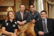 15 May 2007; Phil Moore, right, who was announced as the new Director of Athlete Services at the Irish Institute of Sport photographed with, from left, Irish Rowing team member Sinead Jennings, Sean Kelly, Executive Chairman of the Irish Institute of Sport and Steven Butler, Mens Irish Hockey captain. Buswells Hotel, Dublin. Photo by Sportsfile