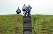 16 May 2007; Forwards Frankie Sheahan, left, and Bernard Jackman, make their way from scrummage practice with fitness coach Mike McGurn during Ireland squad training. Ireland Rugby Squad Training, University of Limerick, Limerick. Picture credit: Brendan Moran / SPORTSFILE