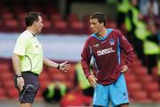 12 May 2007; Referee Adrian McCourt speaks with Graham Gartland, Drogheda United. Setanta Sports Cup Final, Linfield v Drogheda United, Windsor Park, Belfast, Co. Antrim. Photo by Sportsfile