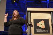 4 November 2014; Anna Patterson, VP of Engineering, Google, leads a Q&A on the builders stage during Day 1 of the 2014 Web Summit in the RDS, Dublin, Ireland. Picture credit: Barry Cronin / SPORTSFILE / Web Summit