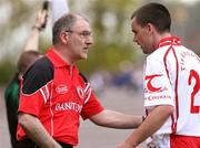 20 May 2007; Tyrone manager Mickey Harte with Ryan McMenamin. Bank of Ireland Ulster Senior Football Championship Quarter-Final, Fermanagh v Tyrone, St Tighearnach's Park, Clones, Co Monaghan. Picture credit: Oliver McVeigh / SPORTSFILE