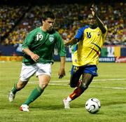 23 May 2007; Shane Long, Republic of Ireland, in action against Walter Ayovi, Ecuador. US Cup, Republic of Ireland v Ecuador, Giants Stadium, Meadowlands Sports Complex, New Jersey, USA. Picture credit: David Maher / SPORTSFILE