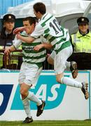 25 May 2007; Tadhg Purcell, left, Shamrock Rovers, celebrates his goal with team-mate Ger Rowe. eircom League of Ireland, Premier Division, Drogheda United v Shamrock Rovers, United Park, Drogheda, Co. Louth. Photo by Sportsfile