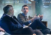 5 November 2014; Sean O'Connor, right, co-Founder, Stat Sports, and Bill James, Senior Advisor, Boston Red Sox, in conversation on the sport stage during Day 2 of the 2014 Web Summit in the RDS, Dublin, Ireland. Picture credit: Ray McManus / SPORTSFILE / Web Summit