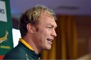 5 November 2014; South Africa's Schalk Burger during the team announcement ahead of their Autumn International Rugy match against Ireland on Saturday. South Africa Team Announcement, Radisson Blu St Helen's Hotel, Stillorgan, Co. Dublin.  Picture credit: Barry Cregg / SPORTSFILE