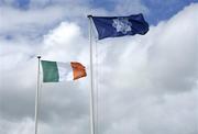 7 May 2007; The Tricolour and the flag of An Garda Siochana flutter in the wind. Senior Football Challenge, Dublin v Galway, Garda GAA Club, Westmanstown Sports Complex, Lucan, Co. Dublin. Picture credit: Ray McManus / SPORTSFILE