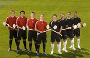 29 May 2007; A host of top GAA hurlers showcase the adidas Predator absolute versus F50 Tunit campaign ahead of this year's hurling championship. Pictured are, from left, Joe Canning, Galway, Sean Og O hAilpin, Cork, Ken McGrath, Waterford and JJ Delaney, KIlkenny, in Predator absolute boots and from right, Ben O'Connor, Cork, Eoin Kelly, Tipperary, Jerry O'Connor, Cork and Tommy Walsh, Kilkenny, in F50 Tunit boots. Croke Park, Dublin. Picture credit: Brendan Moran / SPORTSFILE