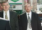 1 June 2007; Trevor Brennan, accompanied by former International Rugby player Jim Glennon, arrives at ERC Headquarters to appeal against the decision of the Independent Disciplinary Commitee regarding the misconduct complaint against Mr. Brennan arising from the Round 6 Heineken Cup Pool 5 match against Ulster Rugby at Stade Ernest Wallon on Sunday, 21 January 2007. European Rugby Club (ERC) Headquarters, Huguenot House, Dublin. Picture credit: Declan Masterson / SPORTSFILE