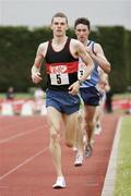 2 June 2007; Eventual winner David McCarthy, St Augustine A.C. leads eventual second place John Coghlan, Castleknock, in the Senior Boys 1500m race. The Kit Kat Schools' All Ireland Track & Field Championships, Tullamore Harriers Stadium,Tullamore, Co. Offaly. Picture credit: Tomas Greally / SPORTSFILE *** Local Caption *** West Waterford