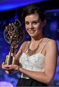 8 November 2014; Rebecca Waldron, Mayo, with her TG4 Ladies Football Connacht Young Player of the Year Award. TG4 Ladies Football All-Star Awards 2014, Citywest Hotel, Saggart, Co. Dublin. Picture credit: Brendan Moran / SPORTSFILE