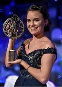 8 November 2014; Geraldine Smith, Cavan, with her TG4 Ladies Football Ulster Young Player of the Year Award. TG4 Ladies Football All-Star Awards 2014, Citywest Hotel, Saggart, Co. Dublin. Picture credit: Brendan Moran / SPORTSFILE