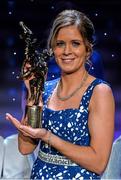 8 November 2014; Caroline Little, Fermanagh, with her TG4 Ladies Football Intermediate Players' Player of the Year Award. TG4 Ladies Football All-Star Awards 2014, Citywest Hotel, Saggart, Co. Dublin. Picture credit: Brendan Moran / SPORTSFILE