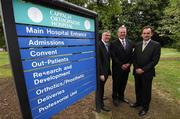 7 June 2007; Ireland's Olympic hopefuls for next year's Beijing Games will benefit from a new partnership arrangement agreed between Cappagh National Orthopaedic Hospital and the Olympic Council of Ireland. Cappagh Hospital is to provide priority access for Olympic athletes to its hospital consultants and to a range of Orthopaedic services including radiology and laboratory facilities. Pictured at the announcement of the partnership,  from left, Dr. Rod McLoughlin, OCI Medical Officer, Aiden Gleeson, Chief Executive, Cappagh National Orthopaedic Hospital, and Stephen Martin, OCI Chief Executive. Cappagh National Orthopaedic Hospital, Finglas, Dublin. Picture credit: Ray McManus / SPORTSFILE