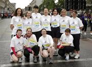 4 June 2007; Sports Council staff, back row left to right, Ailish Keaveney, Fiona Mills, June Menton, Diane Fay, Mary Clonclough, Bernie Priestly and Siobhan Leonard, front row, left to right, Tara Gannon, Lorraine Fitzsimons, Olivia Symth - Murphy and Fiona Coyne, who ran promoting 'Women in Sport' pictured ahead of the 2007 Flora Women’s Mini Marathon. Merrion Square, Dublin. Picture credit: Ray McManus / SPORTSFILE