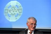 8 November 2014; Frank Burke, Vice-President of the GAA, speaking during the ceremony. 2014 National Referees' Awards Banquet, Croke Park, Dublin. Picture credit: Barry Cregg / SPORTSFILE