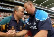 17 June 2007; Dublin manager Paul Caffrey is congratulated by Meath selector Dudley Farrell after the game. Bank of Ireland Leinster Senior Football Championship Quarter-Final Replay, Dublin v Meath, Croke Park, Dublin. Picture credit: Pat Murphy / SPORTSFILE
