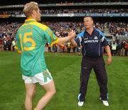 17 June 2007; Dublin manager Paul Caffrey shakes hands with Meath's Graham Geraghty after the game. Bank of Ireland Leinster Senior Football Championship Quarter-Final Replay, Dublin v Meath, Croke Park, Dublin. Picture credit: Pat Murphy / SPORTSFILE