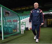 13 November 2014; Scotland manager Gordon Strachan arrives for squad training, as he walks past the Republic of Ireland team bench, ahead of their UEFA EURO 2016 Championship Qualifer Group D game against the Republic of Ireland on Friday. Scotland Squad Training, Celtic Park, Glasgow, Scotland. Picture credit: David Maher / SPORTSFILE