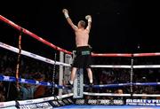 15 November 2014; John Joe Nevin celebrates after defeating Jack Heath in the first round of their featherweight bout. Return of The Mack, 3Arena, Dublin. Picture credit: Ramsey Cardy / SPORTSFILE