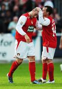 29 June 2007; St Patrick's Athletic's Mark Quigley, left, celebrates after scoring his side's goal with team-mate Colm Foley. eircom League Premier Division, St Patrick's Athletic v Derry City, Richmond Park, Dublin. Picture credit: David Maher / SPORTSFILE