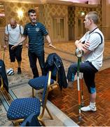 16 November 2014; Republic of Ireland assistant manager Roy Keane, with members of the Irish Amputee Football Association, before they enter the history books as they make there debut appearance at the Amputee Football World Cup in Mexico. Portmarnock Hotel and Golf Links, Co. Dublin. Picture credit: David Maher / SPORTSFILE