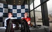 3 July 2007; Galway captain Kieran Fitzgerald, left, and Sligo captain Noel McGuire, with the Nestor Cup, at a press conference ahead of the Bank of Ireland Connacht Senior Football Championship Final, which takes place this Sunday the 8th July in Hyde Park. Bank of Ireland Head Office, Baggot Street, Dublin. Picture credit: Brian Lawless / SPORTSFILE