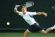 6 July 2007; Conor Niland, Ireland, in action during his match against Rohan Bopanna, India. Shelbourne Men's Irish Open Tennis Championship, Men's Singles Semi-Final, Conor Niland.v.Rohan Bopanna, Fitzwilliam Lawn Tennis Club, Donnybrook, Dublin. Photo by Sportsfile