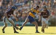 7 July 2007; Brian O'Connell, Clare, in action against Damien Hayes, left, and Kerill Wade, Galway. Guinness All-Ireland Senior Hurling Championship Qualifier, Group 1A, Round 2, Clare v Galway, Cusack Park, Ennis, Co. Clare. Picture credit: Brendan Moran / SPORTSFILE