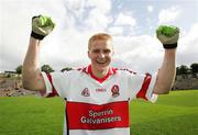 8 July 2007; Colin Devlin, Derry, scorer of the winning point, celebrates after the match. Bank of Ireland All-Ireland Senior Football Championship Qualifier, Round 1, Armagh v Derry, St Tighearnach's Park, Clones, Co. Monaghan. Picture credit: Oliver McVeigh / SPORTSFILE